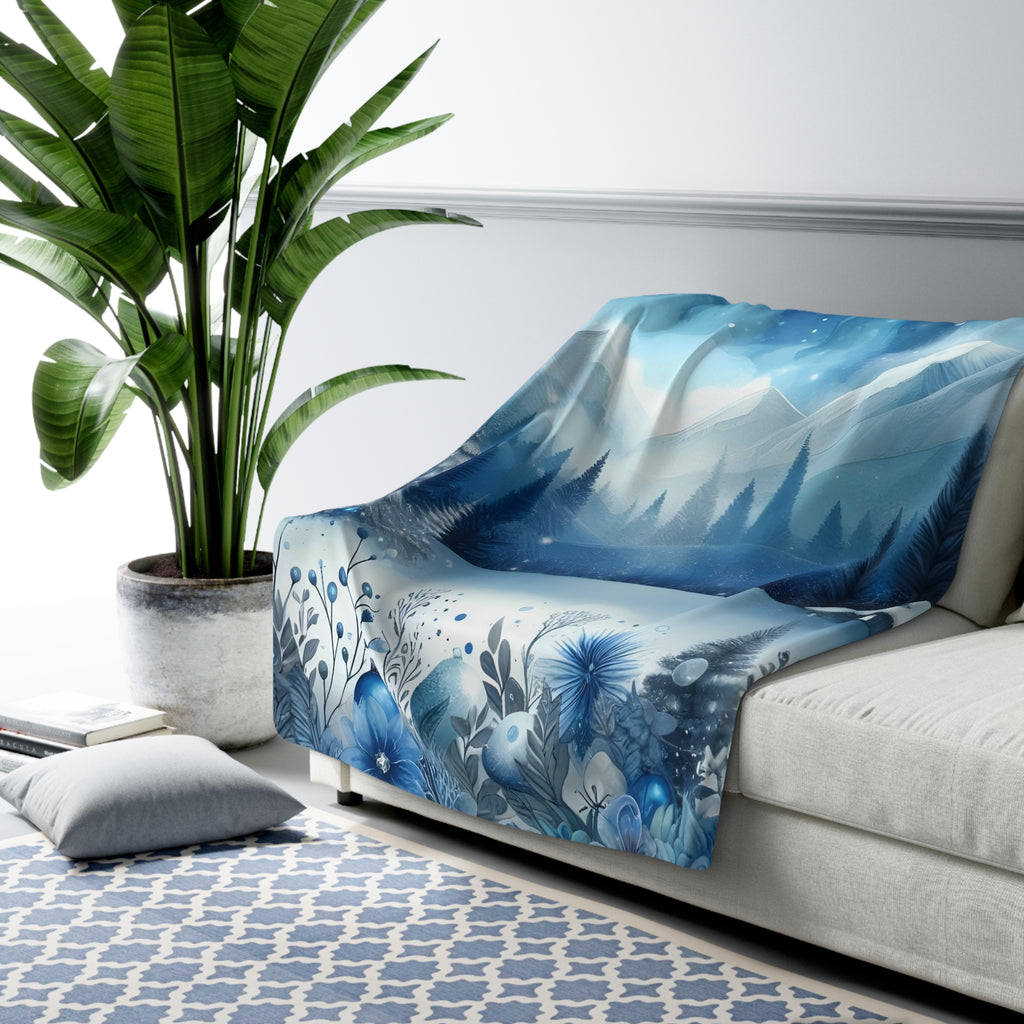 Sininen hetki ja mökki – Sherpa-fleecepeitto, kolme kokoa