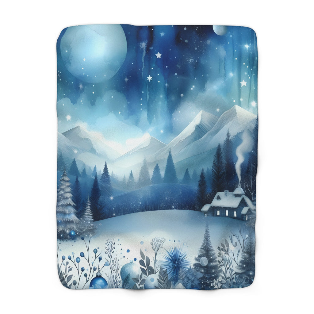 Sininen hetki ja mökki – Sherpa-fleecepeitto, kolme kokoa