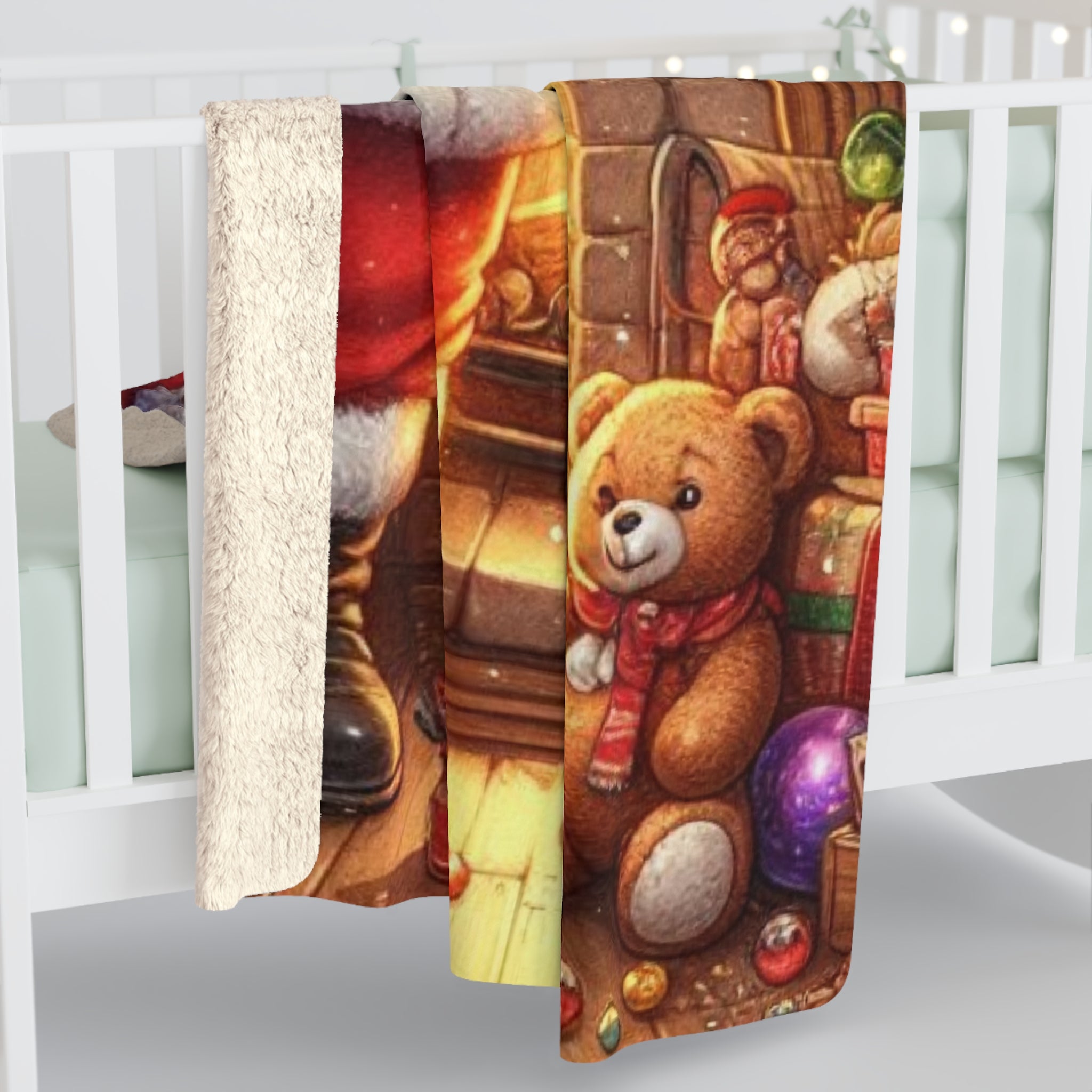 Joulupukin Takkatuli – Sherpa-fleecepeitto (3 kokoa) 🎅🔥✨