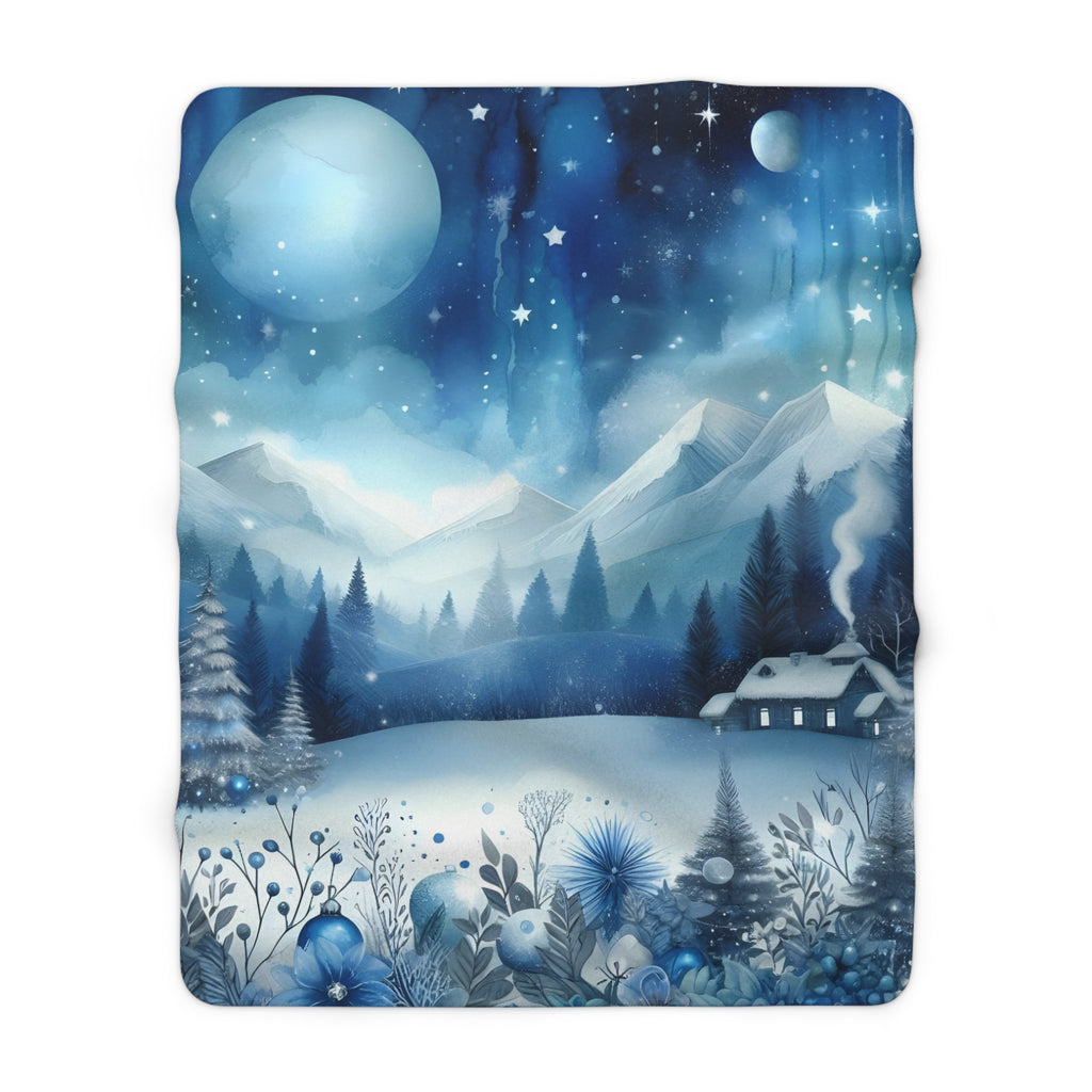 Sininen hetki ja mökki – Sherpa-fleecepeitto, kolme kokoa