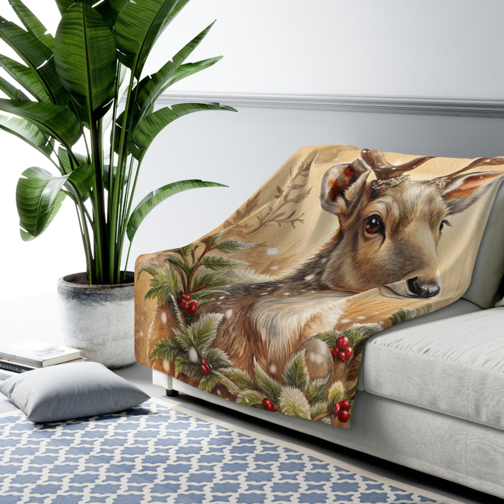 Kultainen Talvipeura – Sherpa-fleecepeitto (3 kokoa)