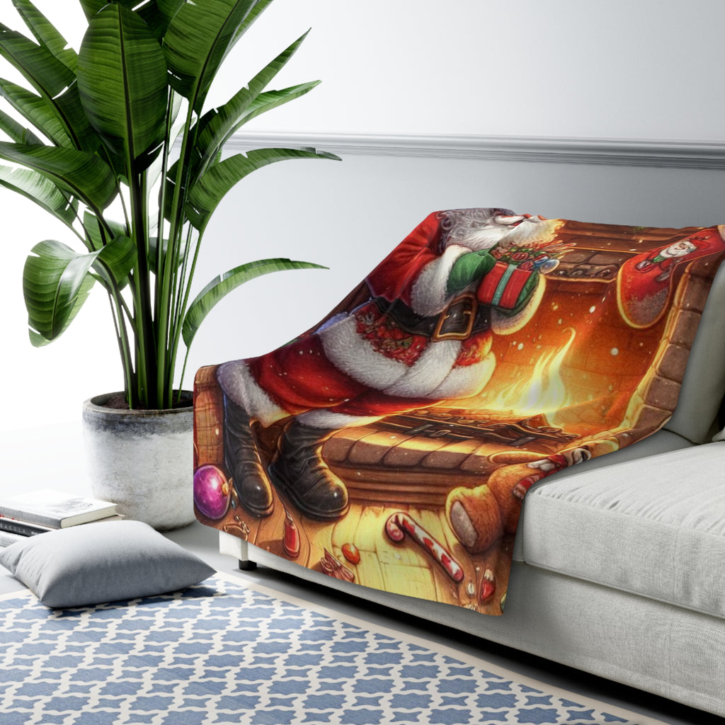 Joulupukin Takkatuli – Sherpa-fleecepeitto (3 kokoa) 🎅🔥✨