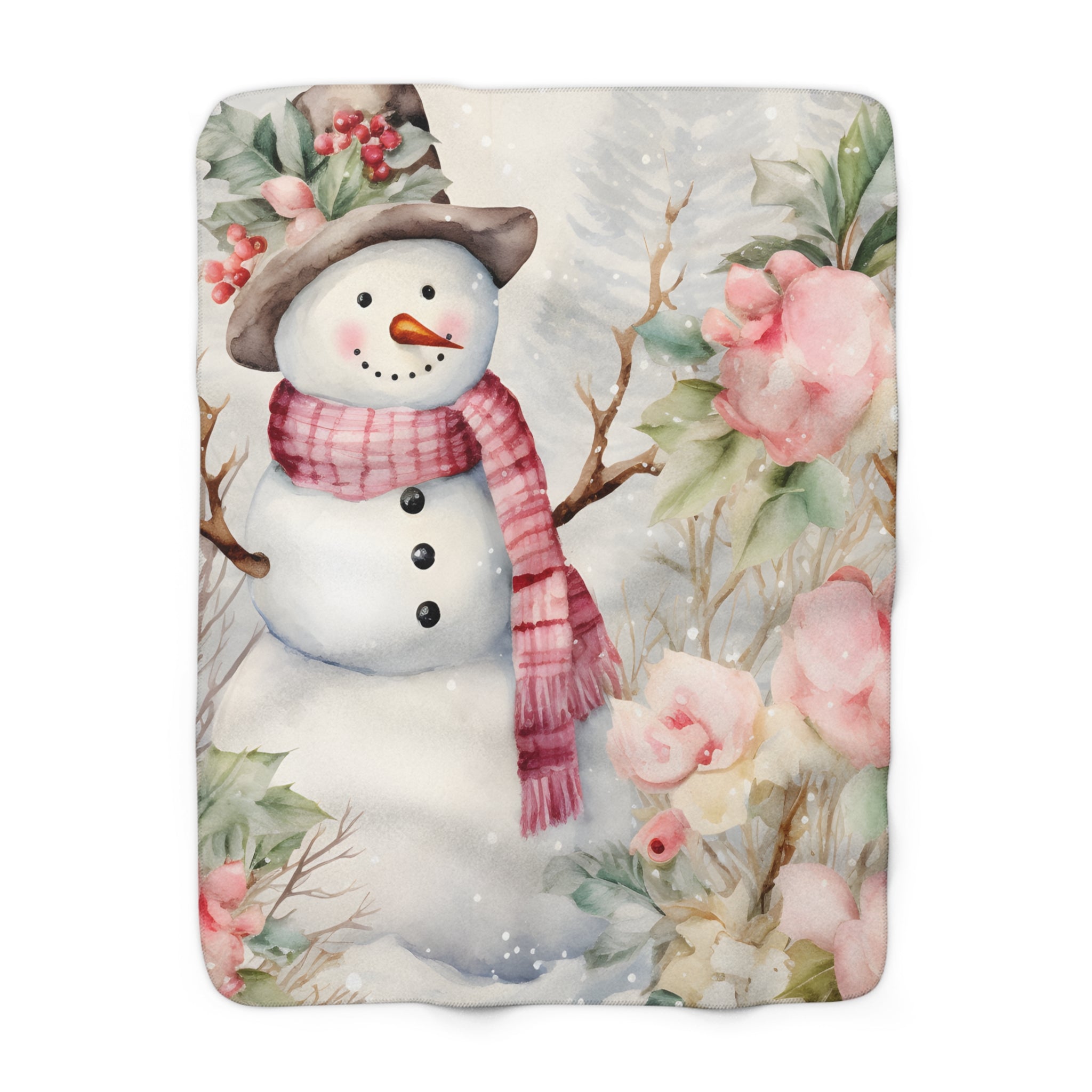 Söpö lumiukko – Sherpa-fleecepeitto (3 kokoa)