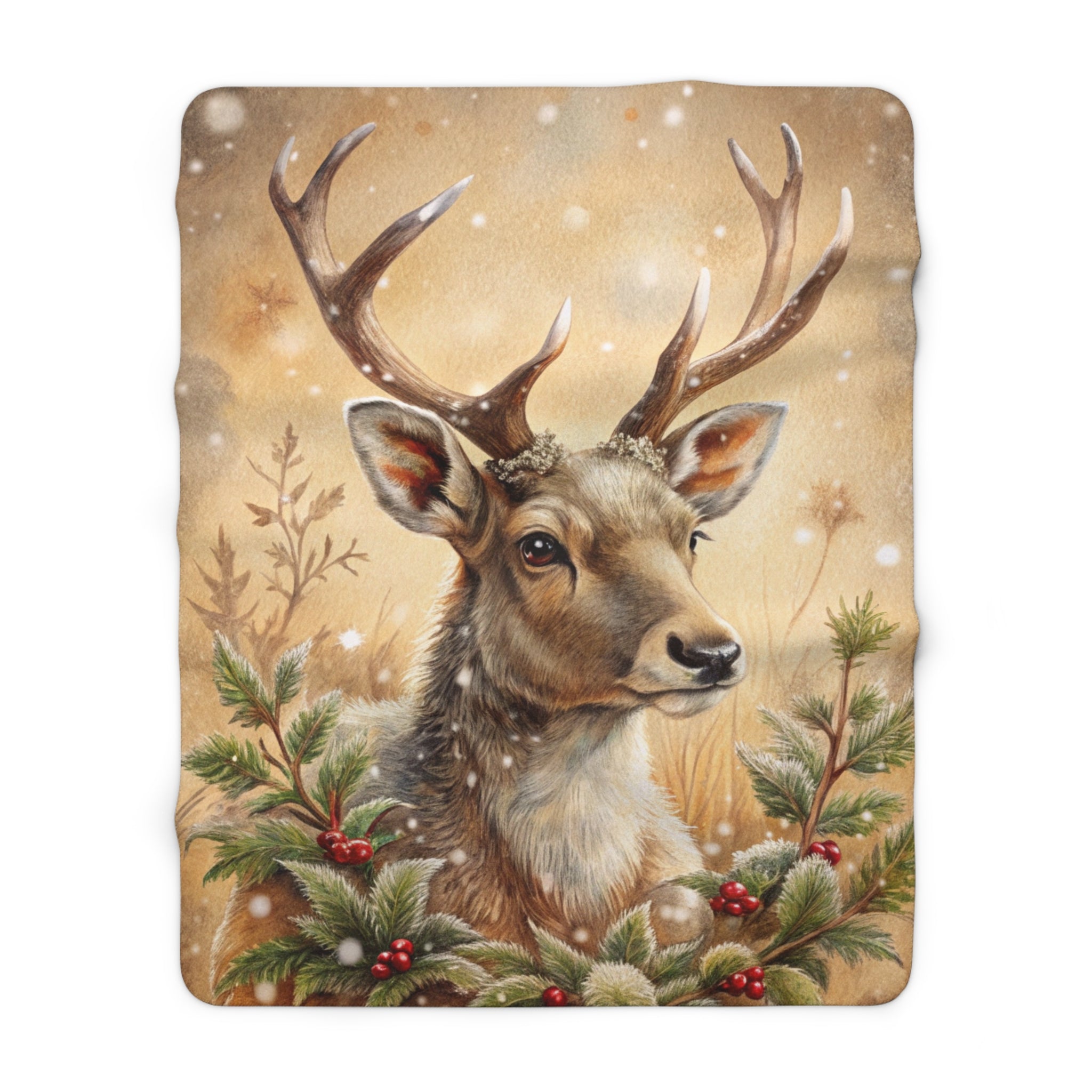 Kultainen Talvipeura – Sherpa-fleecepeitto (3 kokoa)