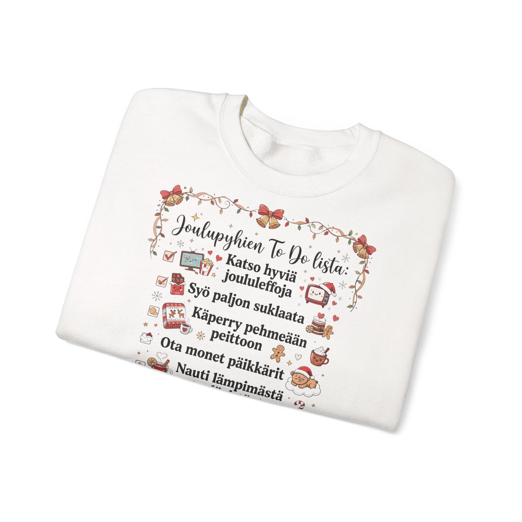 Jouluinen college paita - Joulupyhien To Do -lista