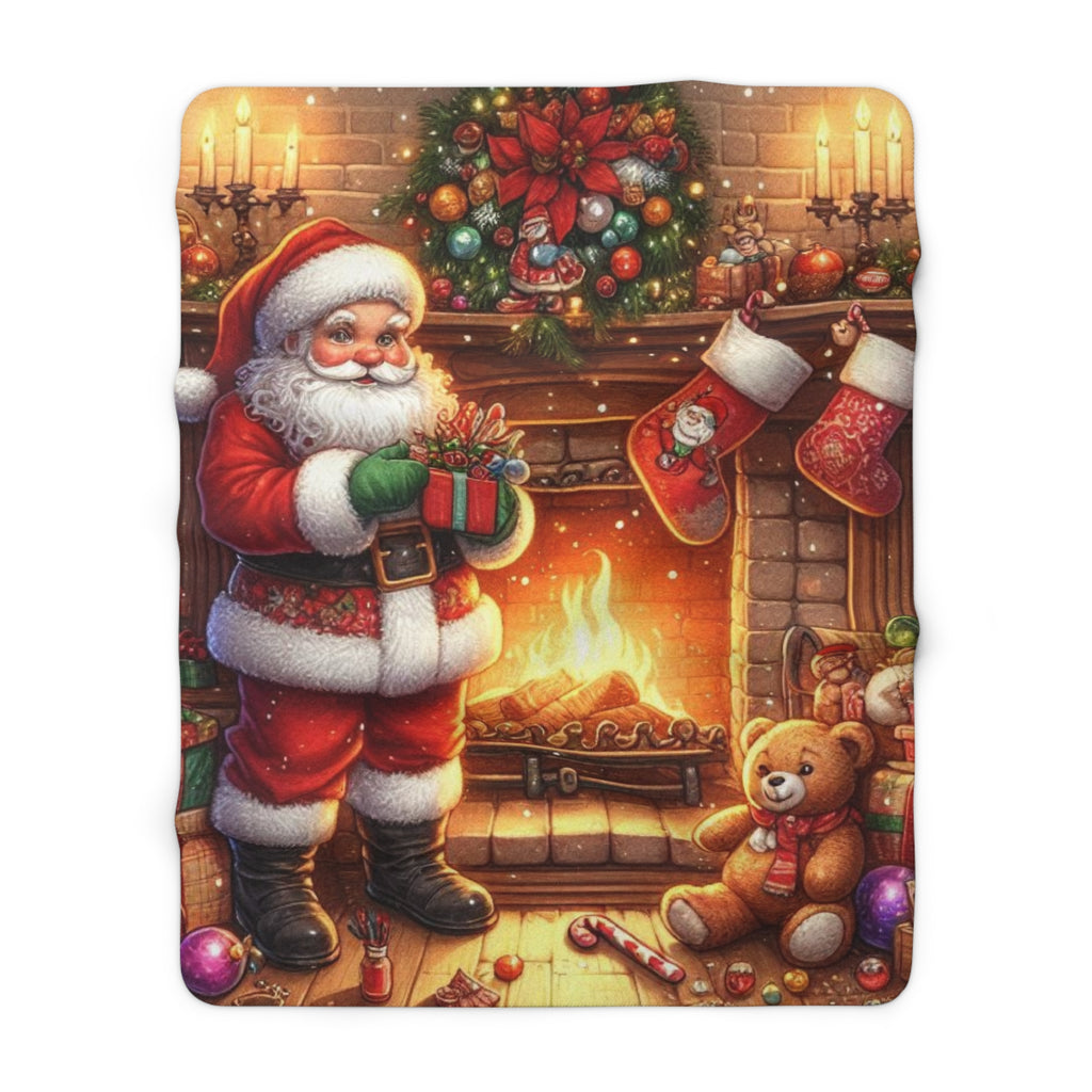 Joulupukin Takkatuli – Sherpa-fleecepeitto (3 kokoa) 🎅🔥✨