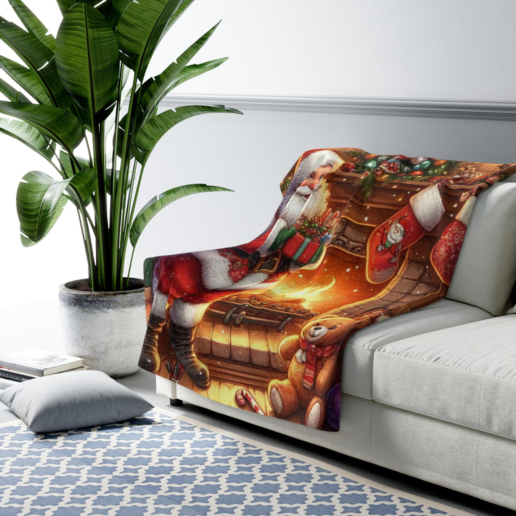 Joulupukin Takkatuli – Sherpa-fleecepeitto (3 kokoa) 🎅🔥✨