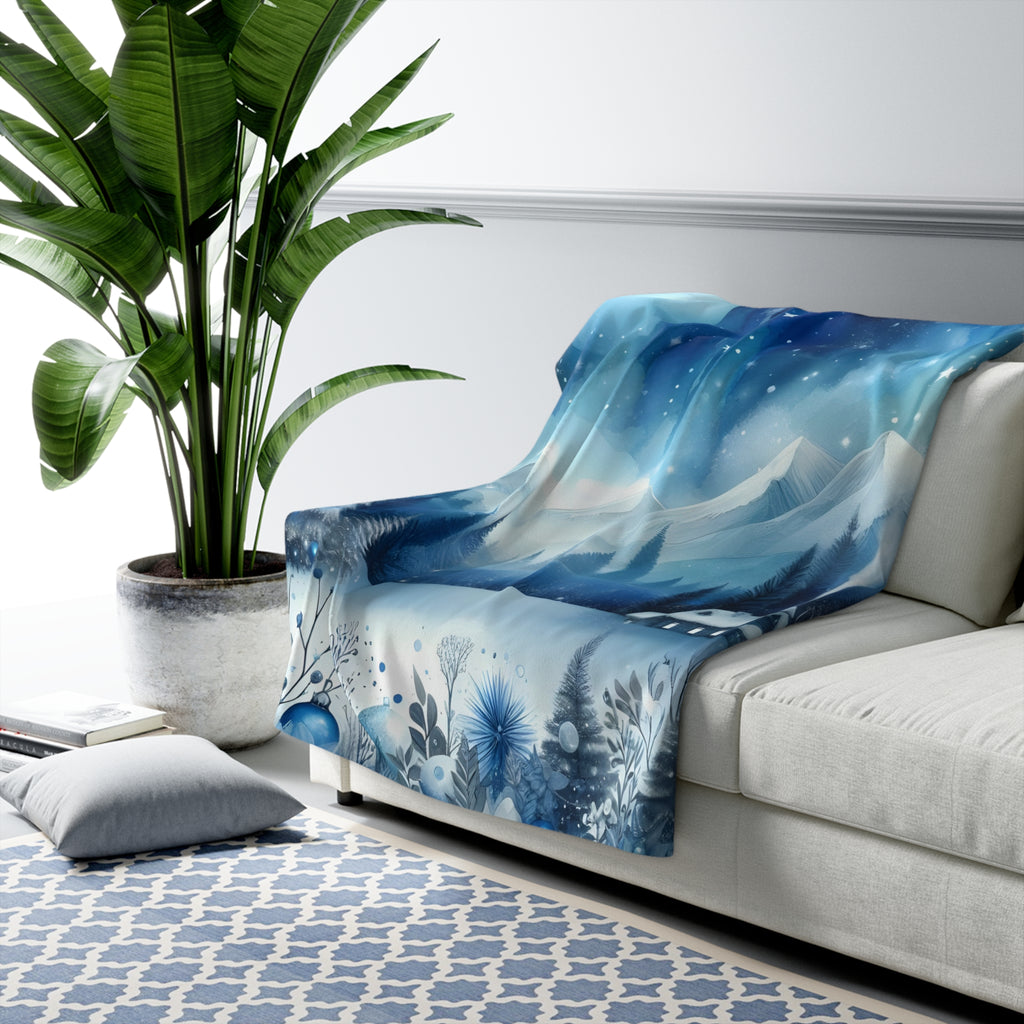 Sininen hetki ja mökki – Sherpa-fleecepeitto, kolme kokoa