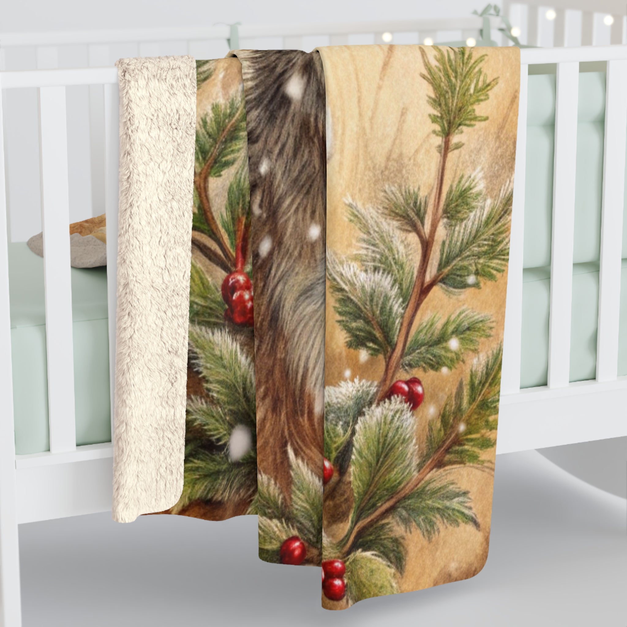 Kultainen Talvipeura – Sherpa-fleecepeitto (3 kokoa)