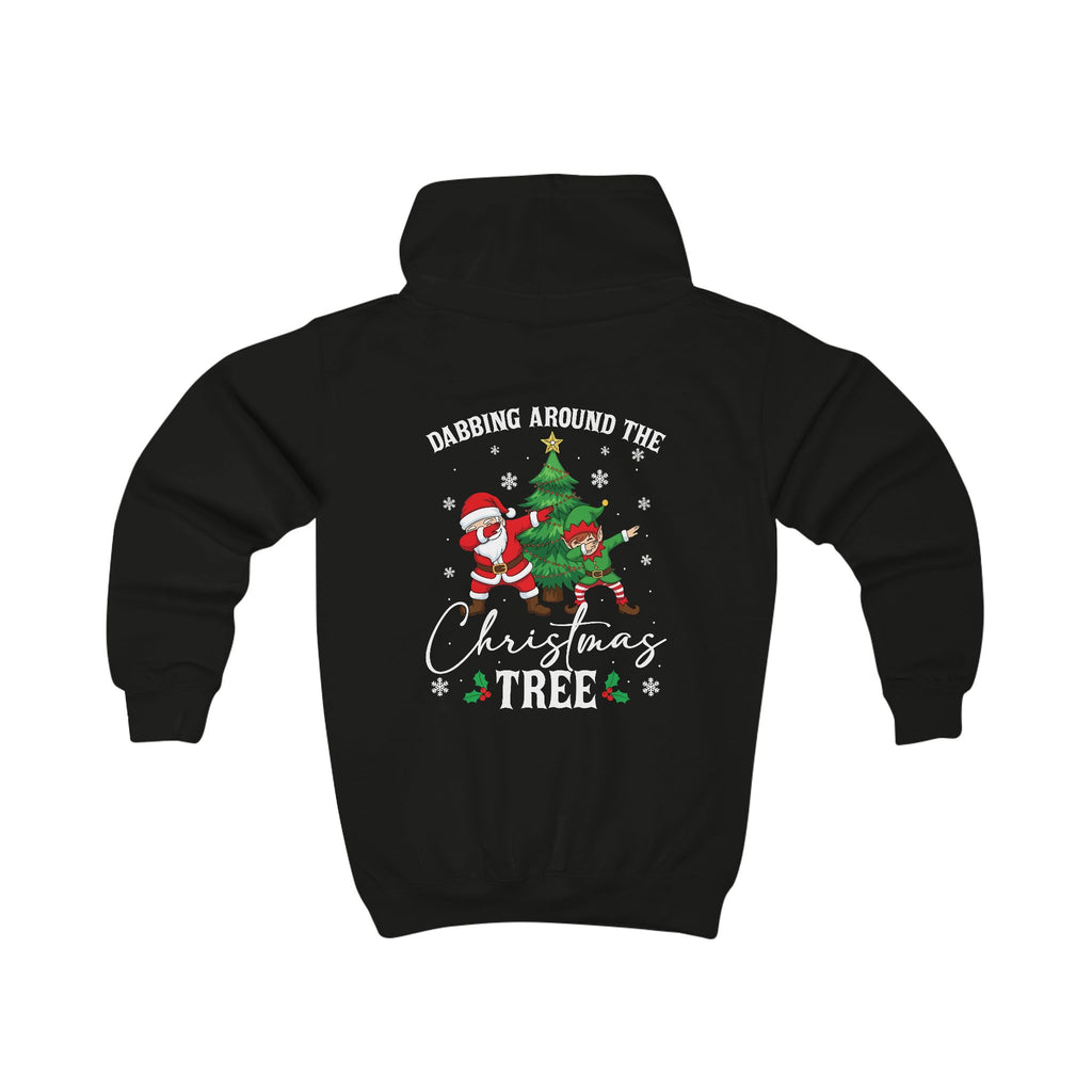 Lasten Dabbing Santa -huppari (iso selkäprintti) – joulun hauskin huppari! 🎅🧝‍♂️✨