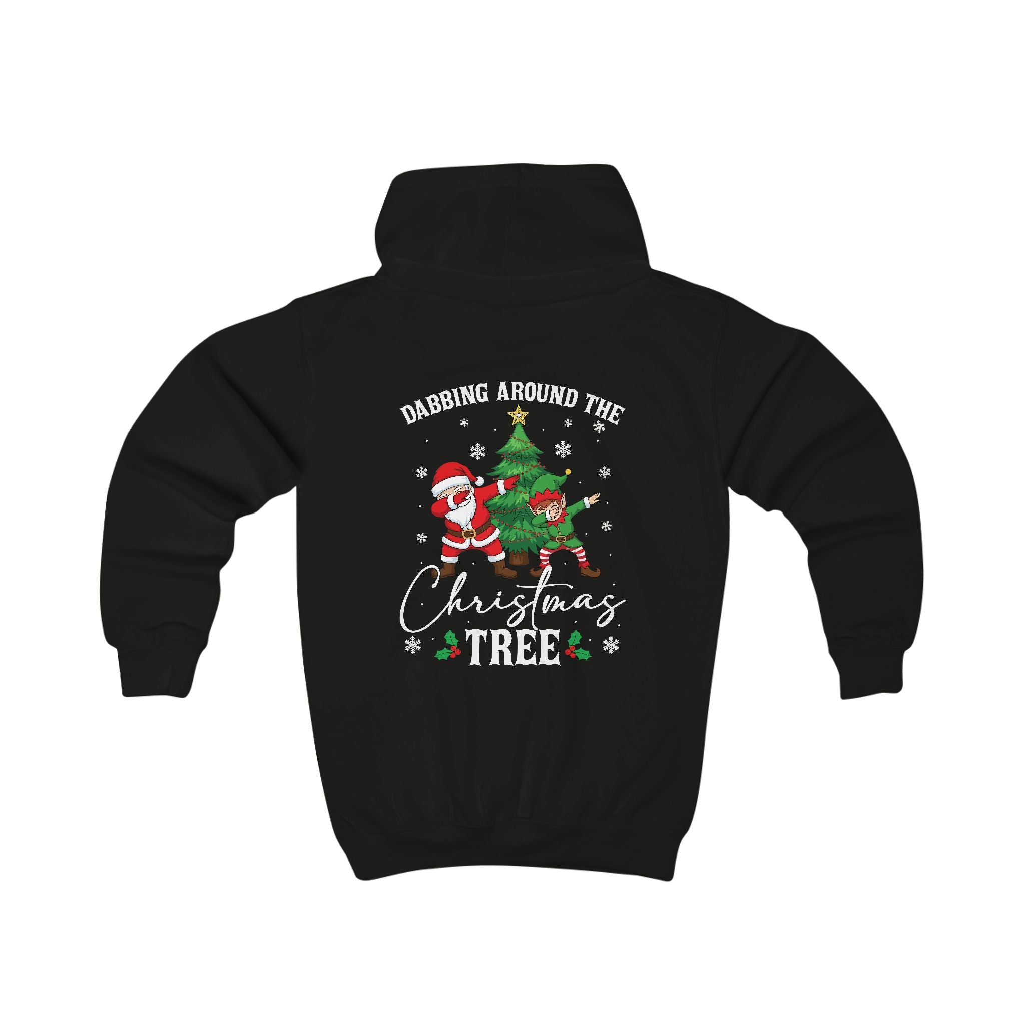 Lasten Dabbing Santa -huppari (iso selkäprintti) – joulun hauskin huppari! 🎅🧝‍♂️✨