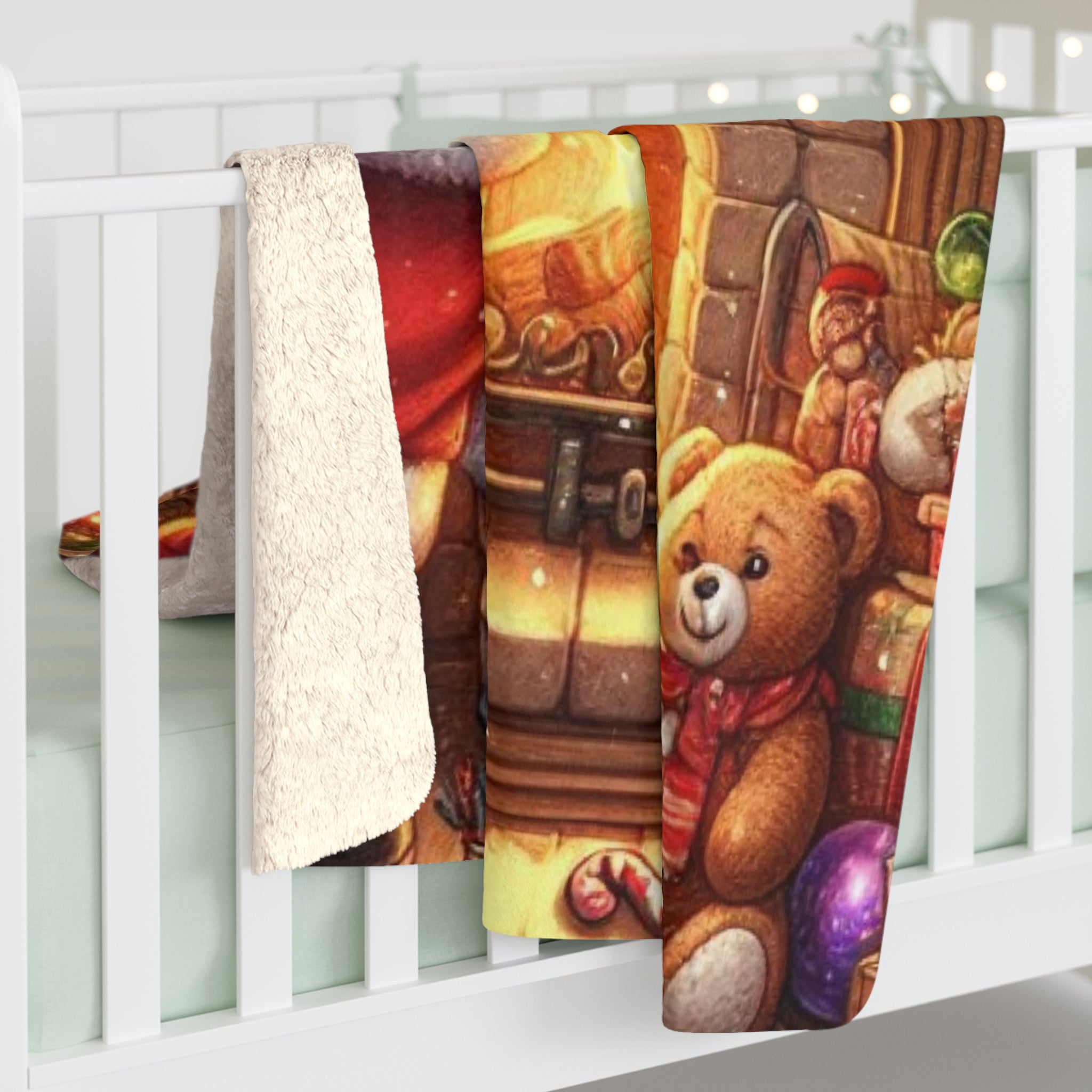 Joulupukin Takkatuli – Sherpa-fleecepeitto (3 kokoa) 🎅🔥✨