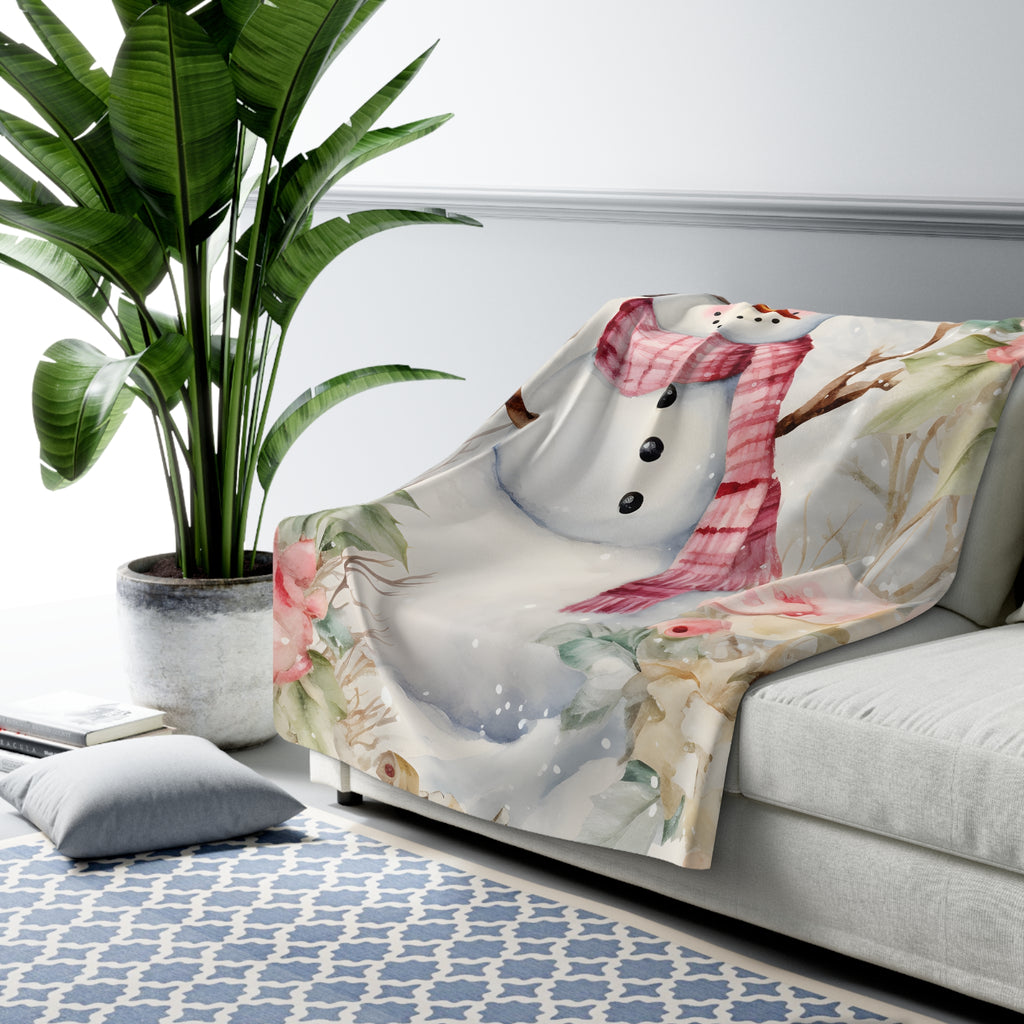 Söpö lumiukko – Sherpa-fleecepeitto (3 kokoa)